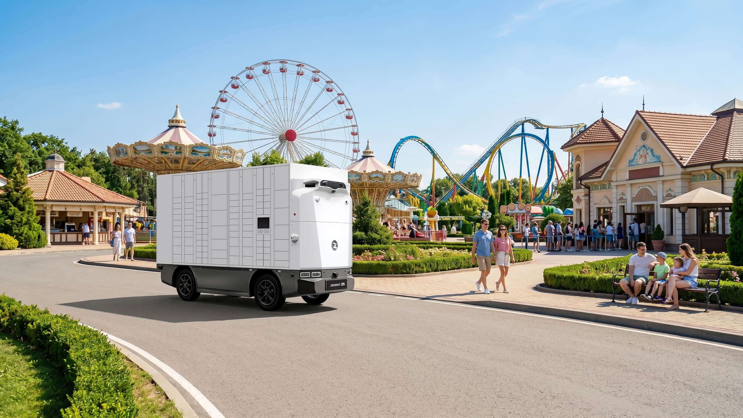 Zelostech autonomous vehicle for resort and leisure area delivery